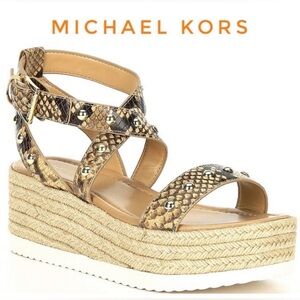 Michael Kors Lowry Snakeskin Wedge Sandals
